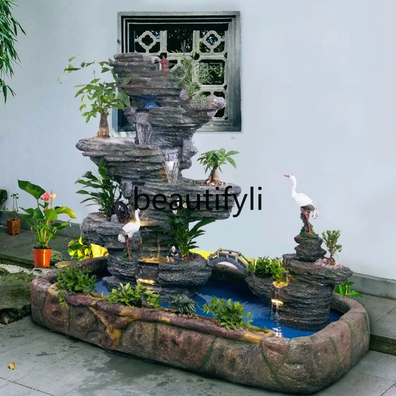 

Large Outdoor Rockery Water Feature Fountain Garden Courtyard Staircase Landscape Decoration