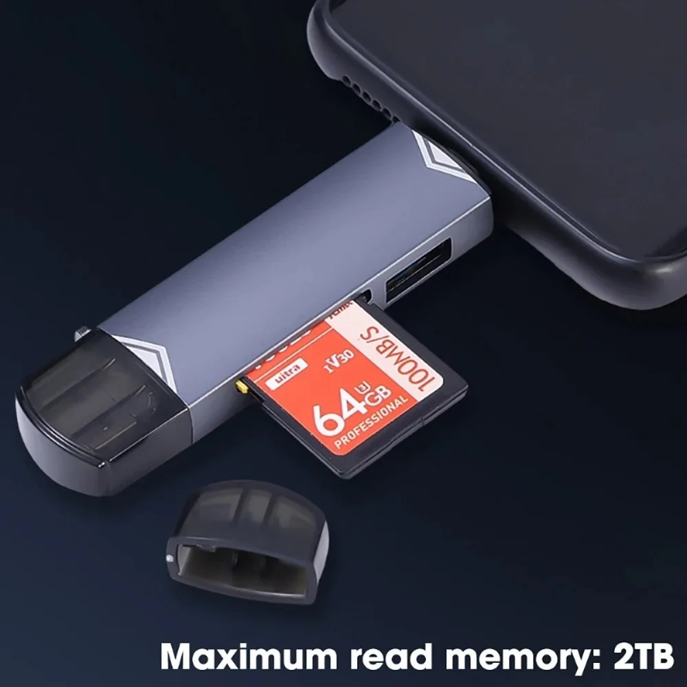 เครื่องอ่านการ์ด 6 in 1 มัลติฟังก์ชั่น USB 3.0 รองรับการ์ด U Disk Type C/Micro USB/TF/SD แฟลชไดรฟ์ อุปกรณ์อ่านการ์ดหน่วยความจำ อุปกรณ์เสริมโทรศัพท์