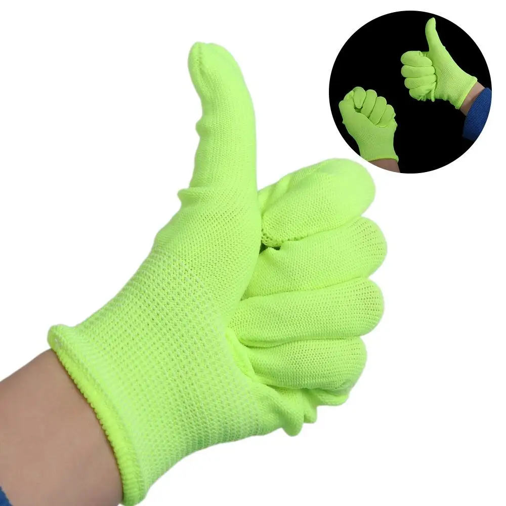 1 Pair Work Gloves Durable Fluorescent Gloves Anti-Slip Elastic Green Gloves Flexible Breathable Neon Glove Birthday Decor