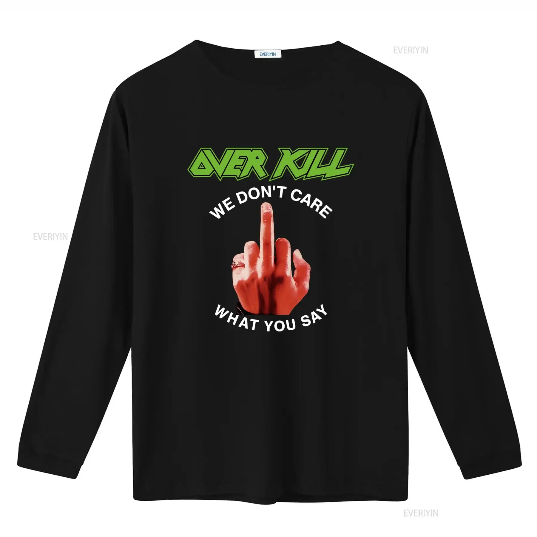 Overkill Band T Shirt We Don't Care What You Say Design Rock Music Fan vintage Washed Slightly graphic Soft Stylish Unisex