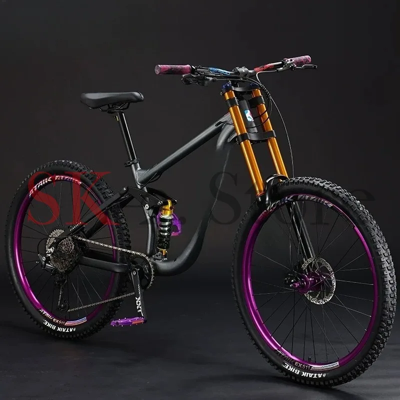 Full Suspension Downhill Mountain Bike, Dual‑Crown Air Pressure Fork Hydraulic Disc Brake Variable Speed MTB Bicycle 24/26/27.5