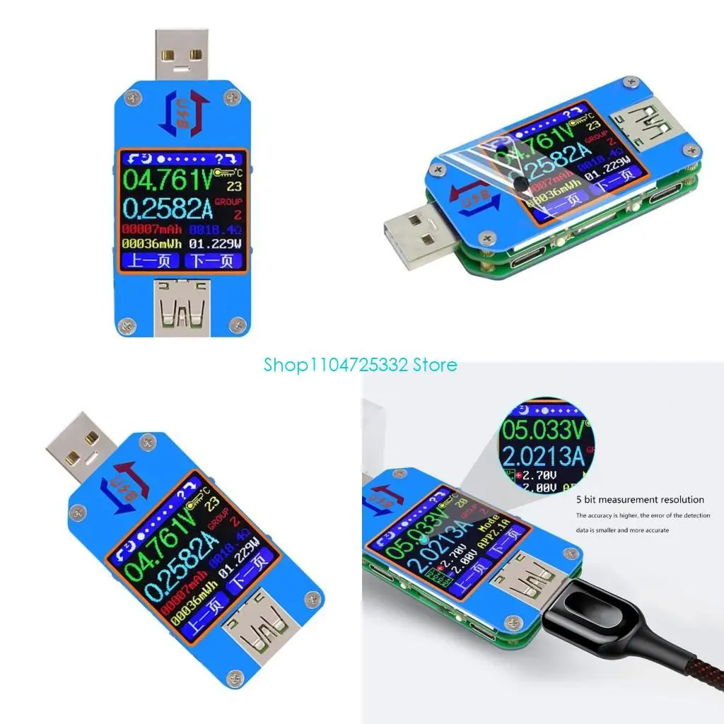 

P5EA USB 2.0 Tester Power Meter 4-24V 5A Tester USB 2.0 Tester Power Multimeter Current Meter Tester Detector