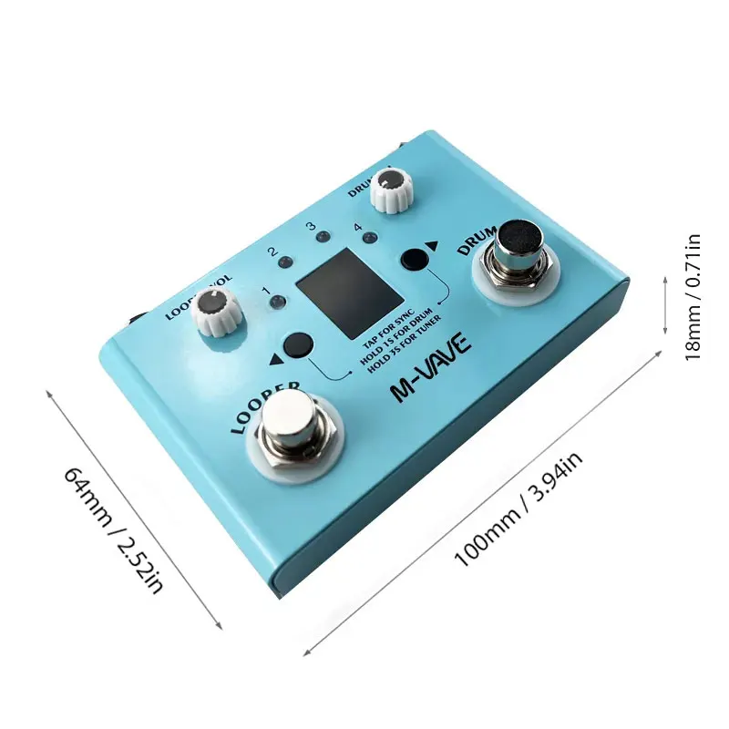 M-VAVE Guitar Effect Pedal Drum Looper Effector Mini 2-in-1 Machine Double Footswitch Looper Pedal LOST TEMPO CUVAVE