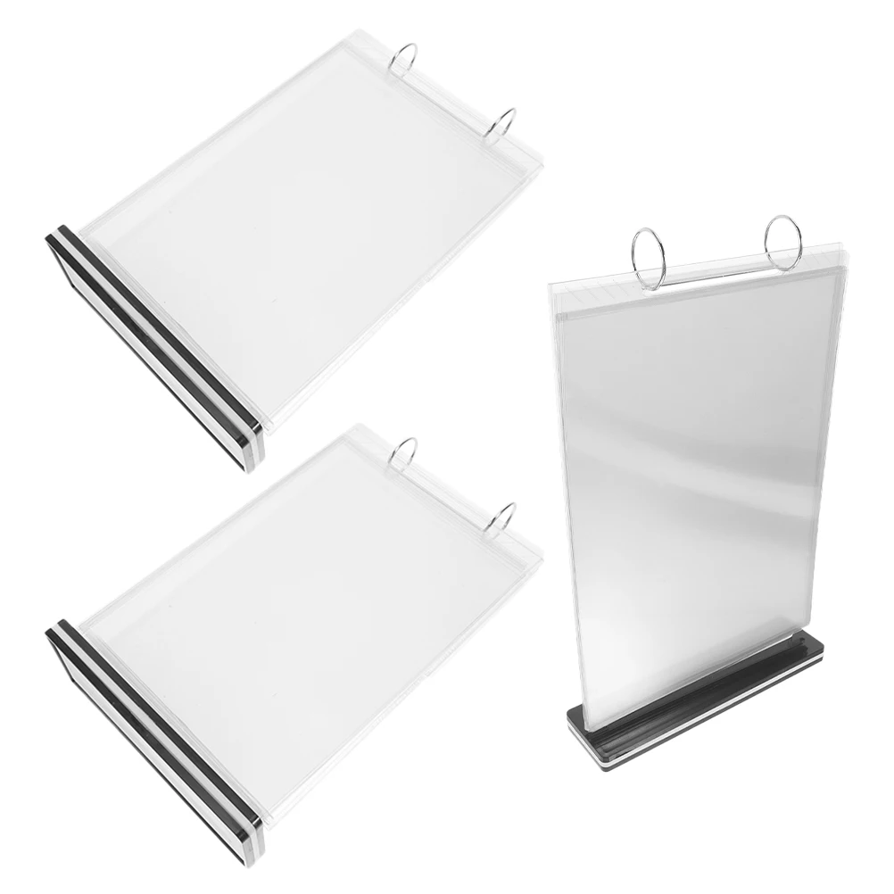 3-teiliger Drehtisch-Kartenständer für Getränke, Menüständer, vertikaler Broschürenhalter, PVC-Business-Tisch, Menü-Display-Halter
