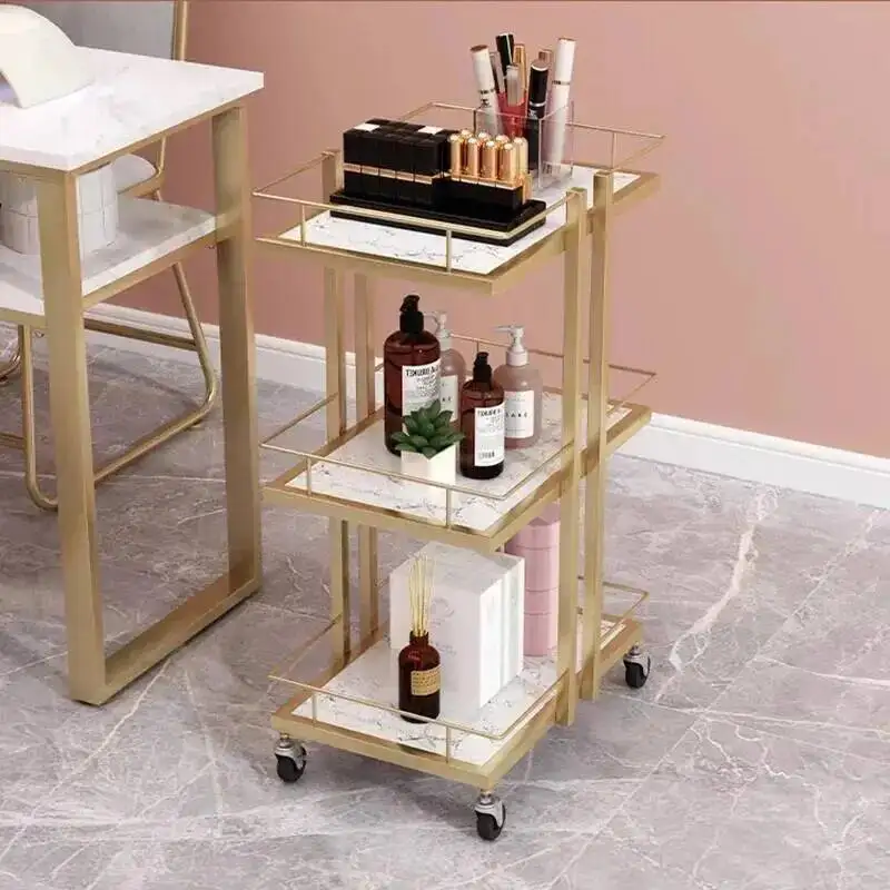 Storage Aesthetic Trolley Beauty Salon Metal Rolling Utility Salon Trolley Hairdresser Carrello Attrezzi Salon Equipment MQ50TC