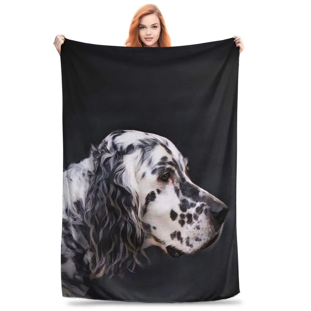 English Setter Dog With Hazel Eyes Blanket Flannel Multi-function Throw Blankets For Home Bedroom Office Throws Bedspread Quilt