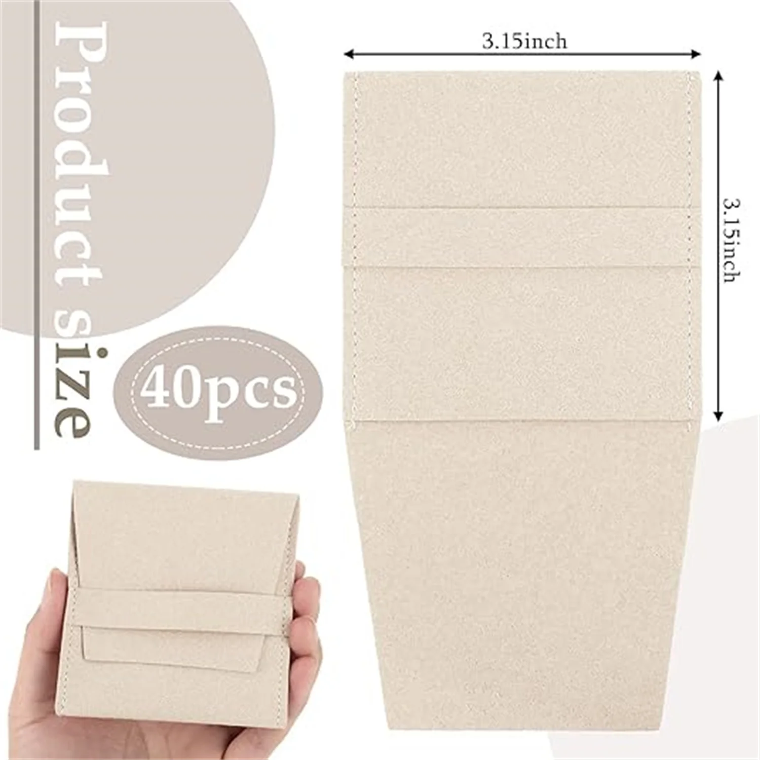 40 Pcs Small Microfiber Jewelry Pouch Gift Bulk with Band 8 x 8 cm, Jewelry Packaging Bag Luxury Small Gift Bags Tiny Microfiber