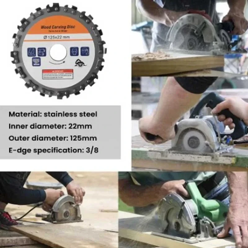 125x22mm 16 Tooth Wood Carving Disc Grooving Cutting Wheel for 5 Inch Angle Grinder