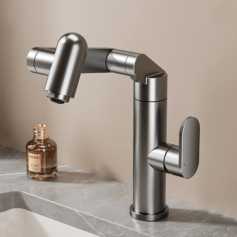

360° Rotating Mechanical Arm Universal Faucet Washbasin, Cold and Hot Water Washbasin Faucet Honeycomb Bubbler