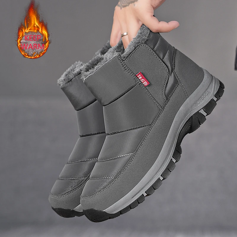 

Winter Men's Snow Boots Waterproof Warm Plush Anti slip Outdoor Hiking Boots Men Sports Shoes