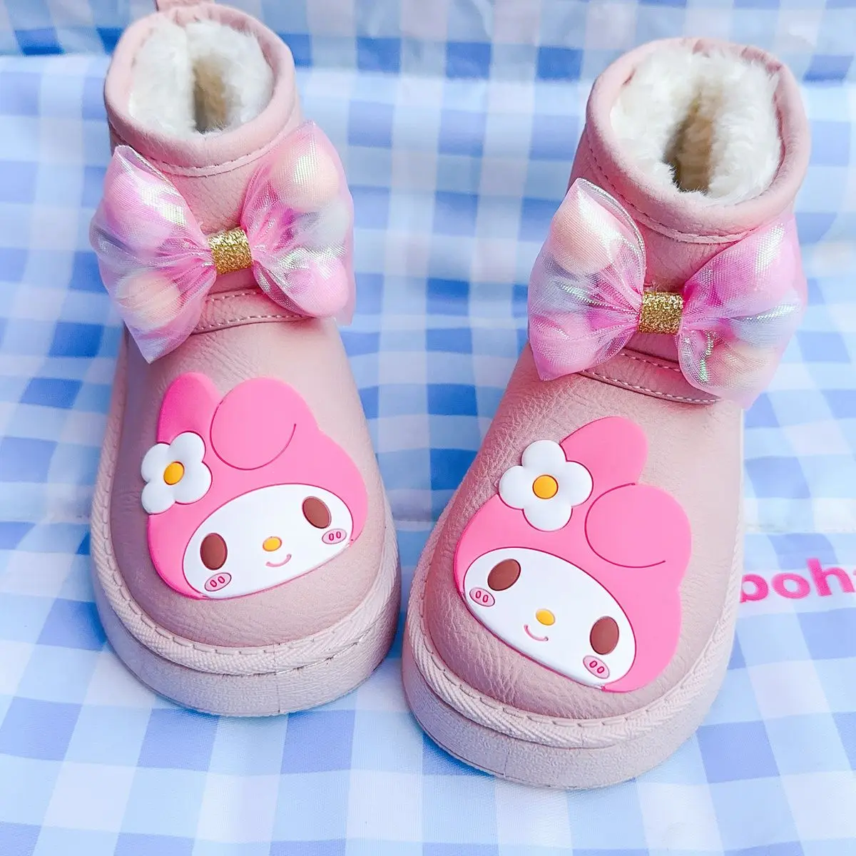 

Новые ботинки в стиле аниме My Melody, милые утолщенные зимние ботинки Kawaii, детская мягкая обувь с милыми героями мультфильмов, водонепроницаемые спортивные кроссовки, подарки