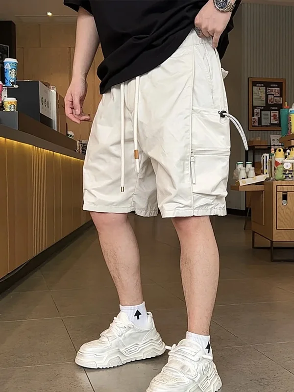 

American Sle Outdoor High Street Men's Workwear orts Summer Thin Breathable Loose Five-Quarter Pants Cotton Polyester Blend