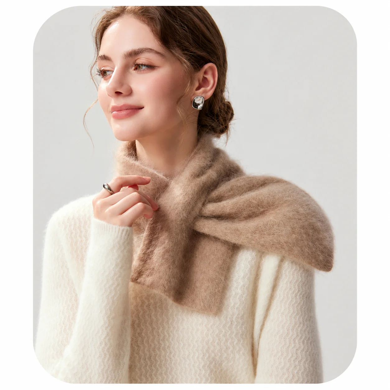 Goat Cashmere Scarf Brushed Cashmere Neck Scarf Cross-Through Scarf Skin-Friendly For Casual Shopping Gifting Coat