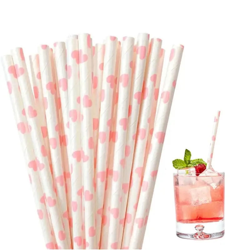 100 Pink Love Heart Straws For Juice, Soda, Party, Halloween, Christmas, Thanksgiving, Valentine's Day, Birthday,