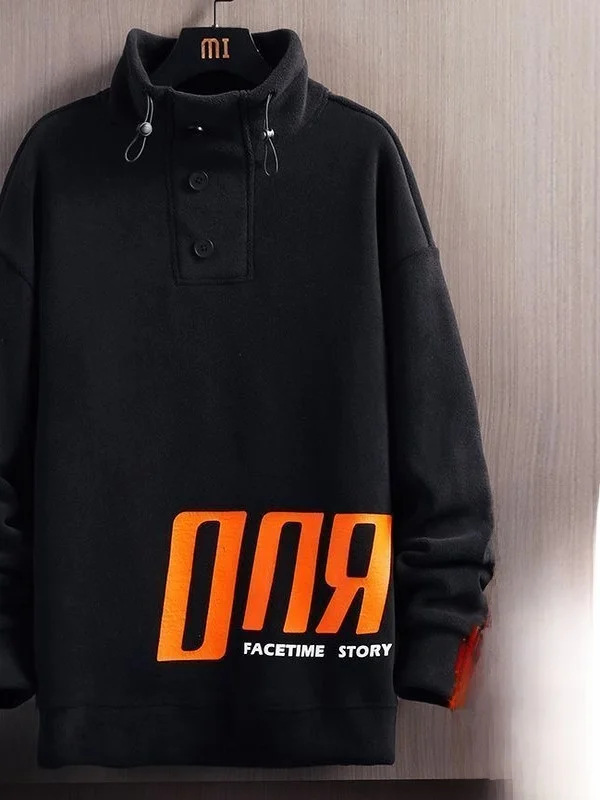 

Бархатная толстовка с капюшоном из ягненка для мальчиков Fce Thiened f с высоким воротником, осенне-зимняя модная брендовая одежда для учащихся средней школы