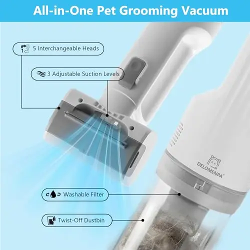 Deshedding Brush And Vacuum Suction Grooming Tool For Pets_voghion.com