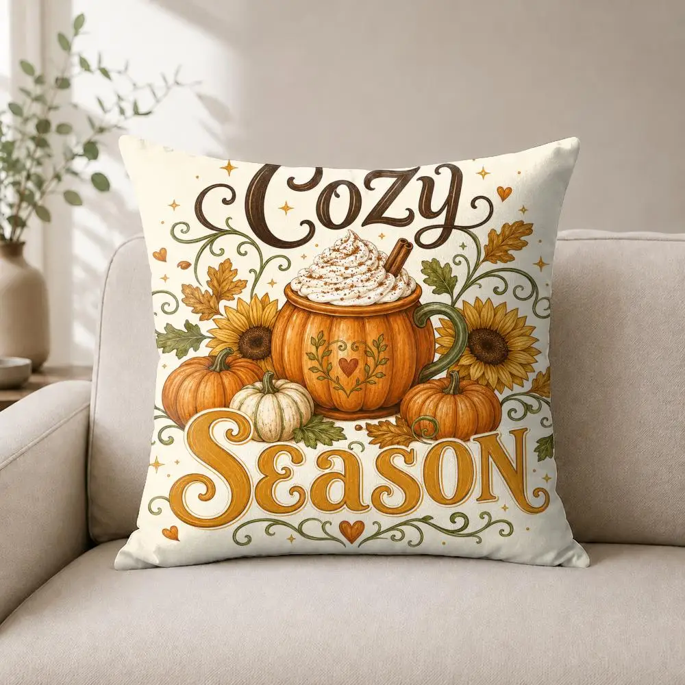 Golden Autumn Moments Cushion Cover Soft Plush Cushion Case Throw Pillowcase Cozy Home Sofa Bed Living Room Bedroom Decor