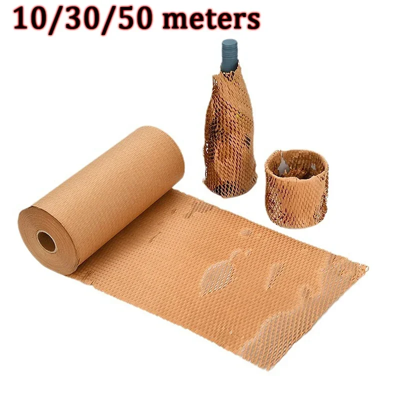 10/30/50 Meters Honeycomb Paper Fragile Cup Vase Artwork Cushioning Packing Material Kraft Paper Roll Flowers Wrapping Paper Hot