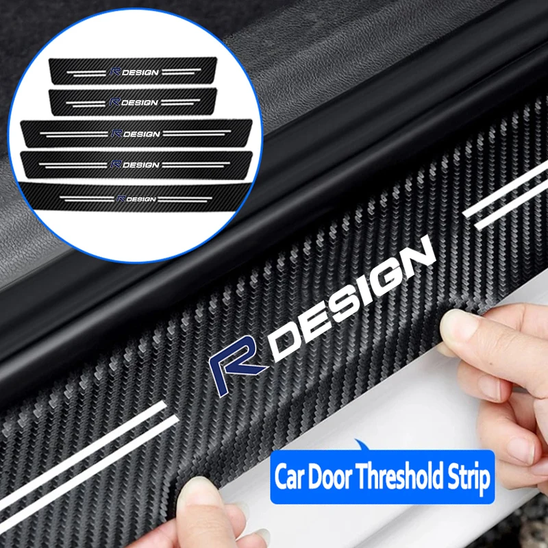 Car Door Sill Protector Stickers Carbon Fiber Threshold Strip For Volvo S60 C30 XC60 V60 V40 XC90 XC40 S80 V90 V50 V70 S90 AWD