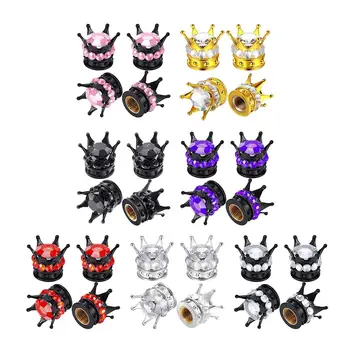 Bouchons de Valve de pneu de roue, couvercle en forme de couronne, diamant scintillant, tige de pneu, bouchons de Valve anti-poussière, camion, voiture, moto, vélo, 4 pièces