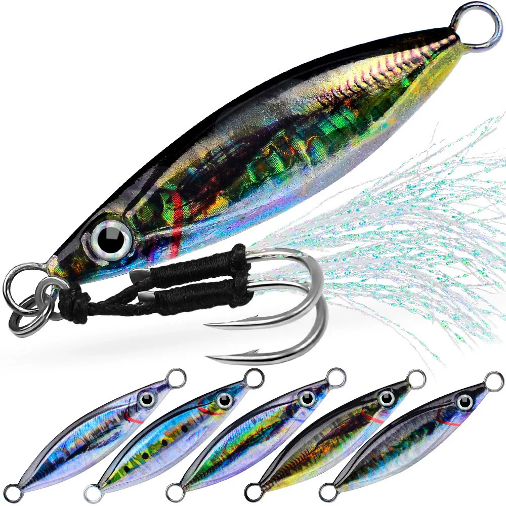 

1pcs Metal Fishing Bait 7g-30g Sinking Sea Bass Lead Jig Fish Lure 5 Color Artificial Lifelike Jigging Lure Bass Hook LF147