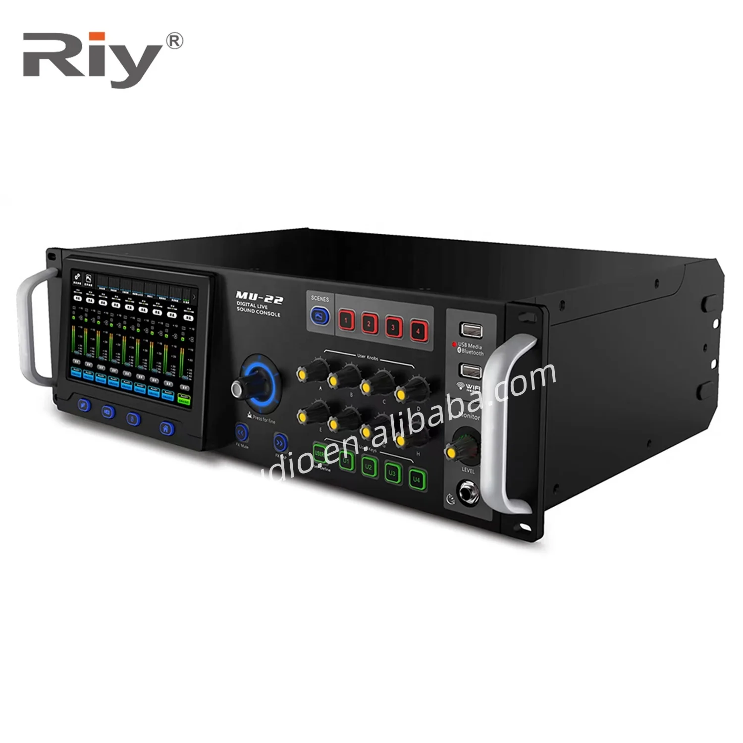 MU22 Professional Stage Audio Mixing Console 22-Input 18-Output Digital Sound Mixer Touch Screen WiFi Remote Control USB