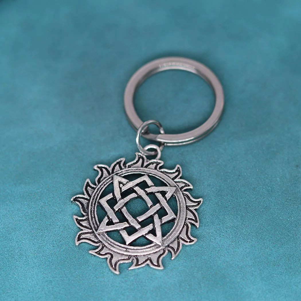 Nedar Alatyr Star Slavic Amulet Keyring Svarog Square Pendant Norse Talisman Pagan Keychain Viking Jewelry Handbag Key Chain