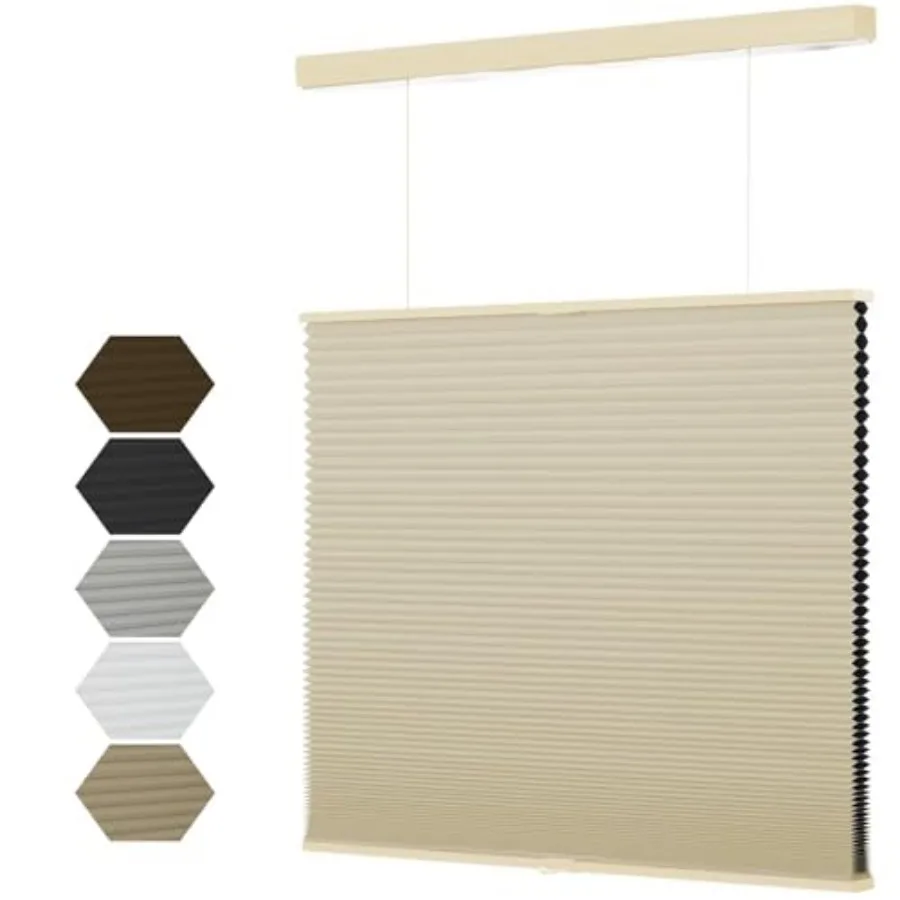 

Top Down Bottom Up TDBU Cellular Shades, 1.5 inch Cordless Blackout Honeycomb Pleated Blinds for Windows Home Bedroom Office, L
