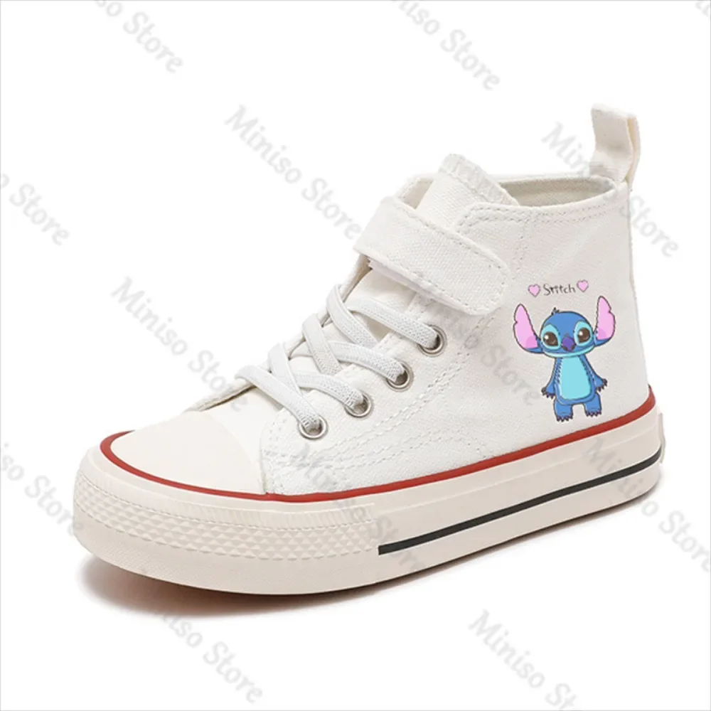 Fashion Girl High-top Lilo Stitch Girl Kid Canvas Shoe Disney Casual Cartoon Sport comfort Shoes Children Print Boy Tennis Shoes