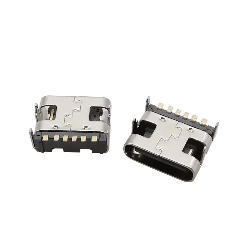 10/20/100Pcs USB 6 Pin Type C 3.1 Female Jack Placement SMT SMD DIP Through Board DIY Repair Adapter