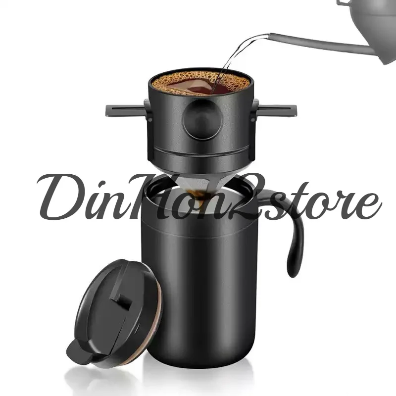 Outdoor portable hand-brewed coffee cup Stainless steel thermos cup Portable accompanying cup Household