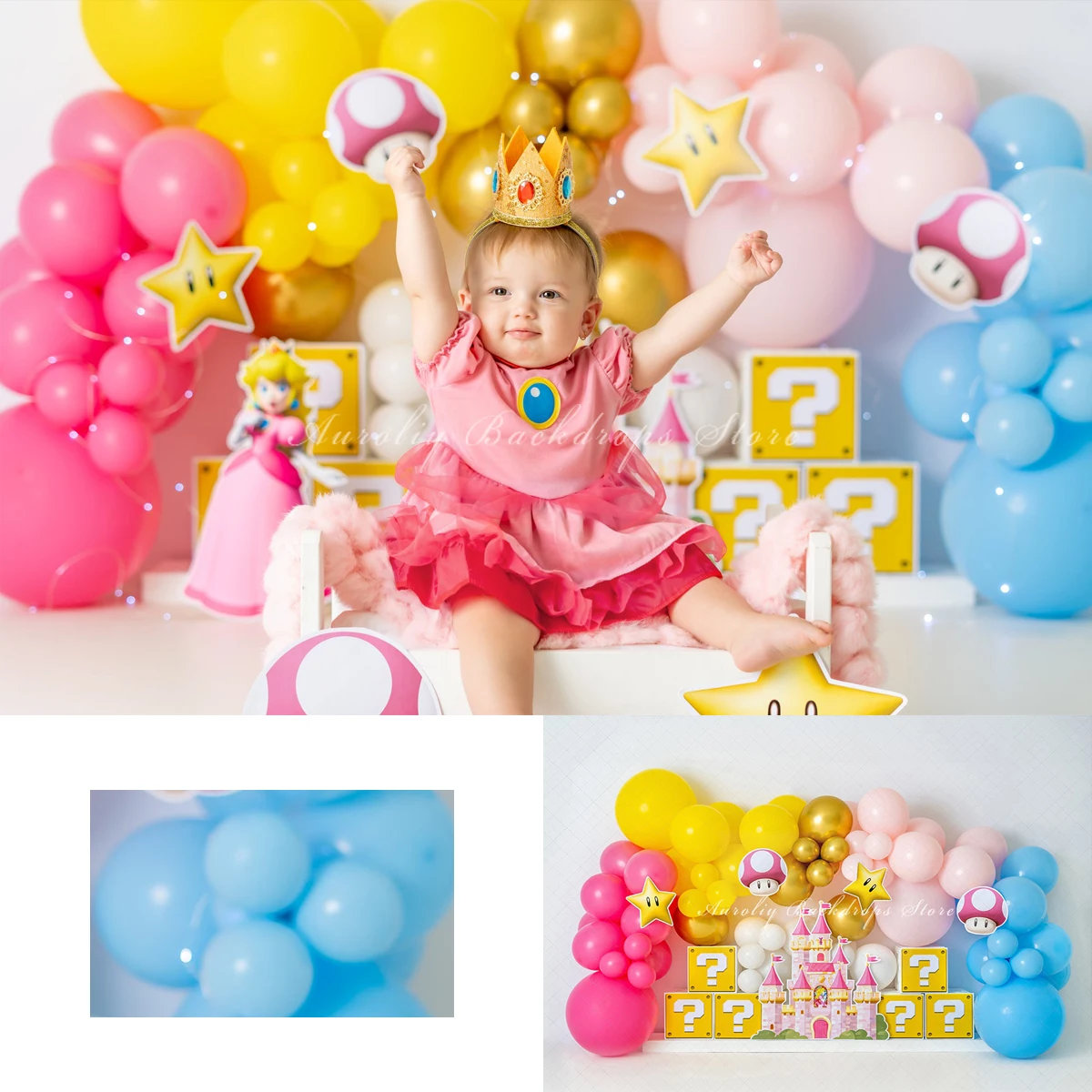 

Princess Castle Backgrounds Kids Adult Photography Props Child Baby Decors Balloon Arch Adventure Save Princess Photo Backdrops