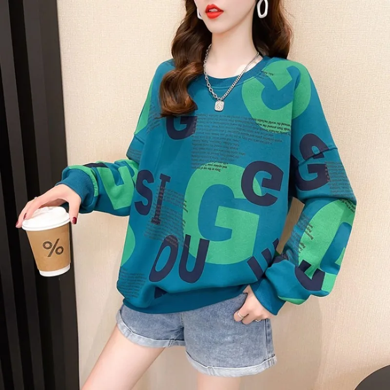 Letter Printing Woman Pullover Tops Spring and Autumn 2025 Trend Sweat-shirt Y2k Vintage Harajuku Fashion Sweatshirt for Women