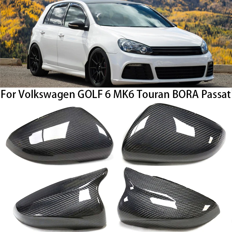 

Horn Style Real Carbon Fiber Mirror Side Rearview Cover Cap For Volkswagen GOLF 6 MK6 Touran BORA Passat 2009-2015