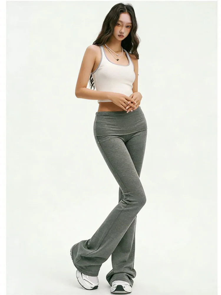 Grijze damesbroek nieuwe herfst/winter slanke taille uitlopende joggingbroek sportyogabroek casual hoge elasticiteit