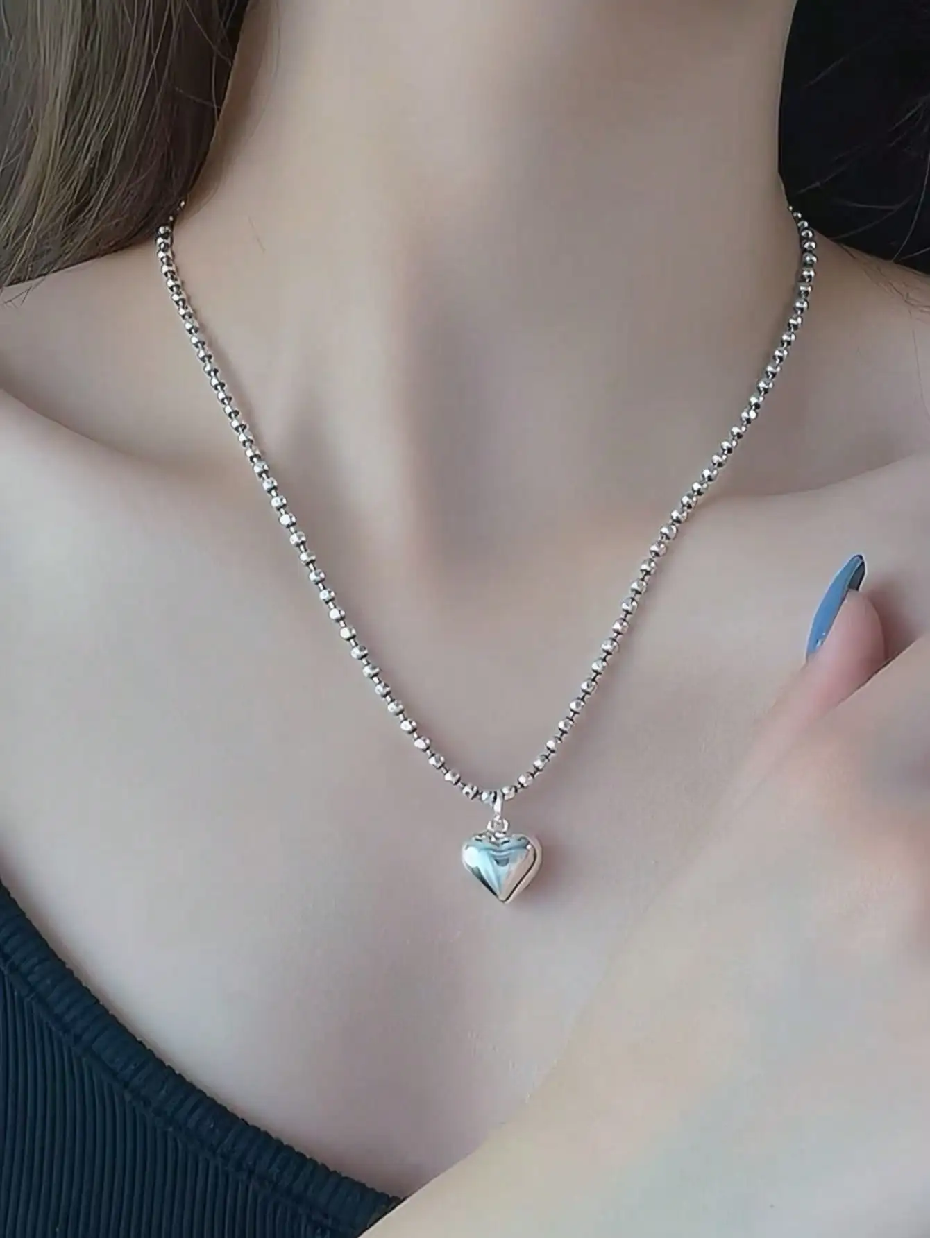 

Модная простая глянцевая цепочка в форме сердца, кулон в виде персикового сердца, ожерелье из стерлингового серебра для женщин, подарки ко Дню матери, подходит для повседневного использования c