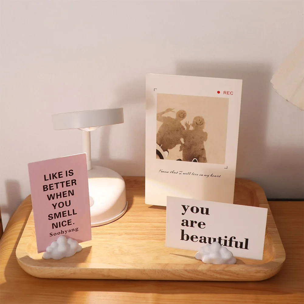 3pcs Messages Clip Cloud-Shaped Photo Holders Funny Decorations Business Card Holder 3D Printed Photo Display Racks Office Use