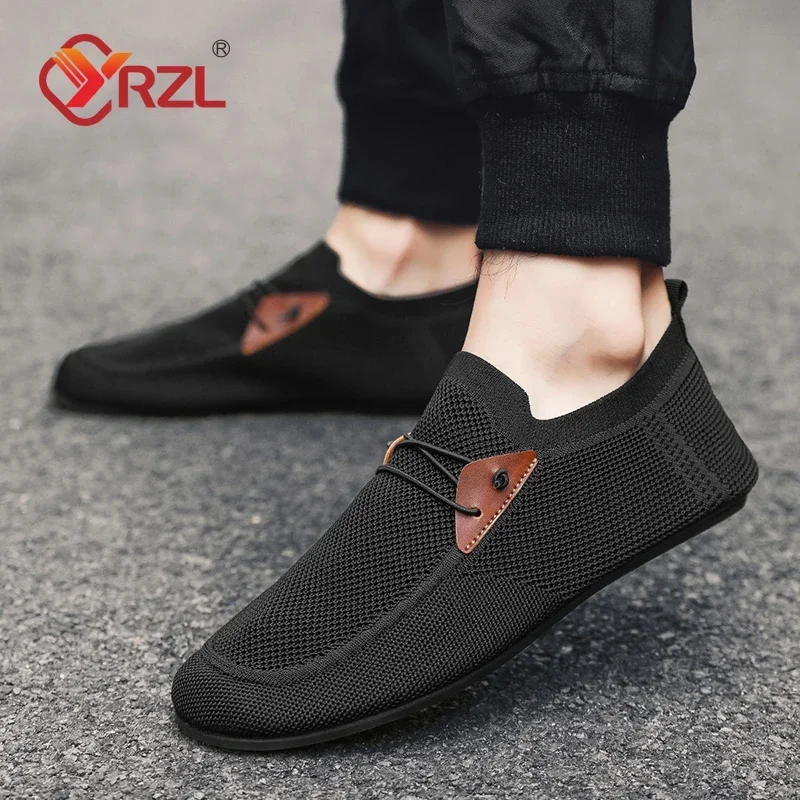 YRZL Mesh Loafers Men Driving Moccasins Thin Bottom Flats Walking Shoes Breathable Non Slip Casual Loafers Slip on Mens Shoes