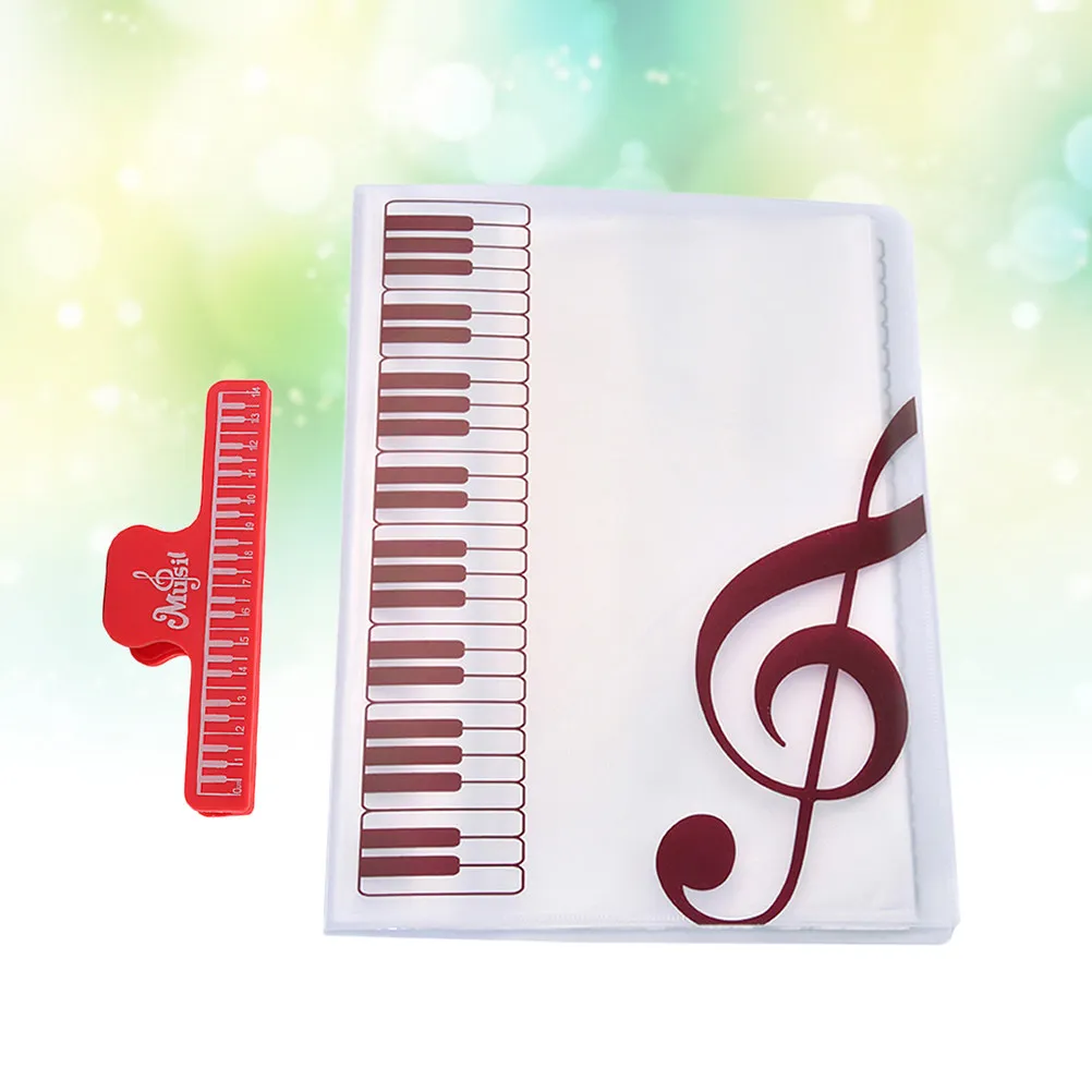 40Sheets Watermelon Red Clamp Music Book Folder A4 Storage Folder Music Supplies Waterproof Document Holder Office School
