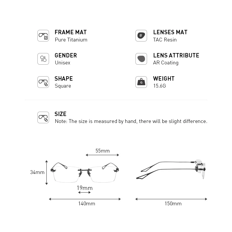 Merrys design pure titanium óculos frame men completo sem aro quadrado prescrição óculos de armação óptica óculos s2971