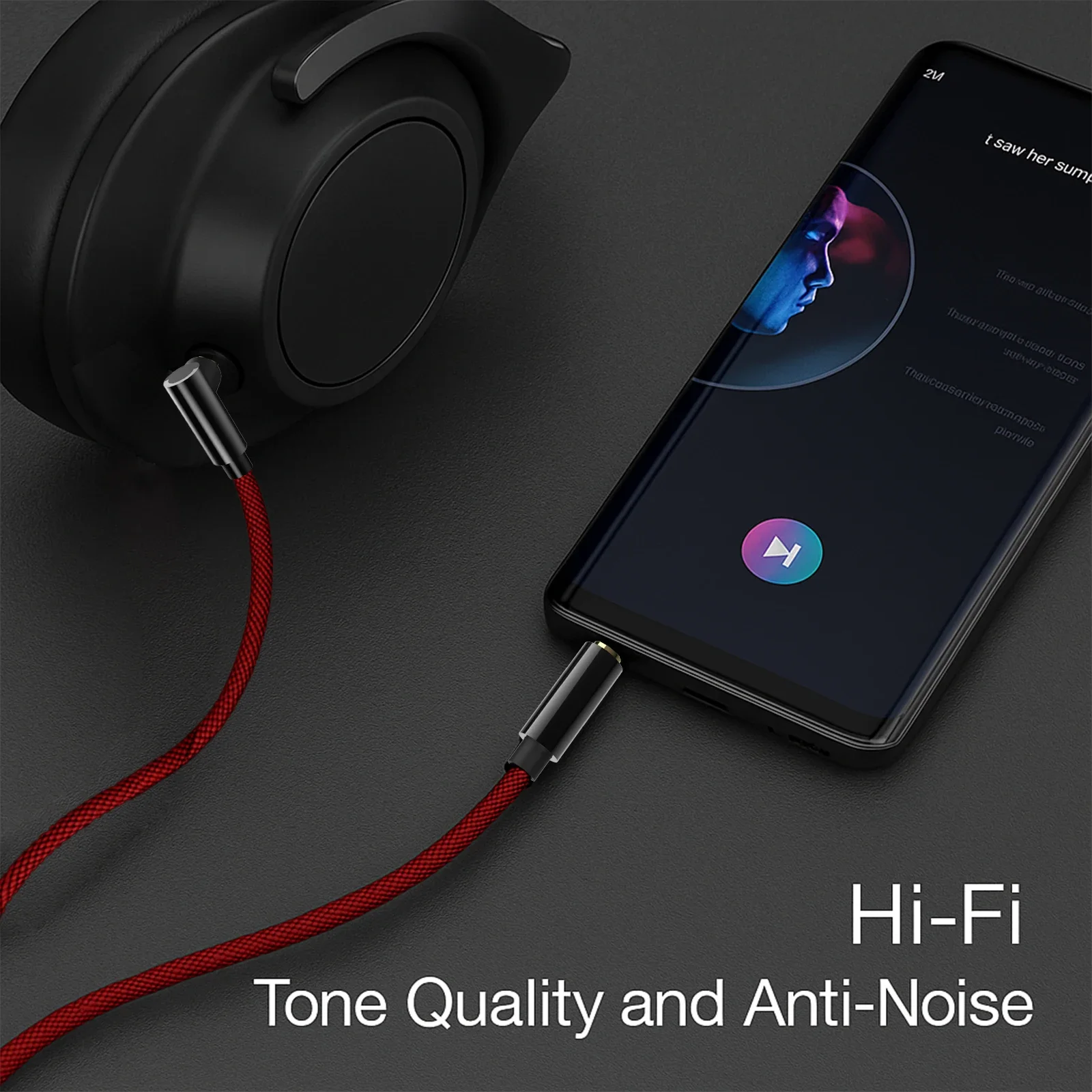 كابل AUX Hi-Fi 3.5 مم سلك صوت مضفر باللون الأحمر - موصل 4N OFC، كابل ستيريو مزدوج المحمي للسيارة وسماعات الرأس ومكبرات الصوت وأمبير #4