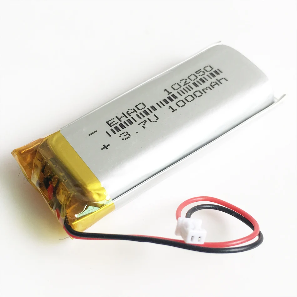 3.7V 1000mAh litowo-polimerowa Lipo akumulator 102050 JST 1.25mm 2-pinowa wtyczka do przewodowy mikrofon domowej KTV kamera GPS