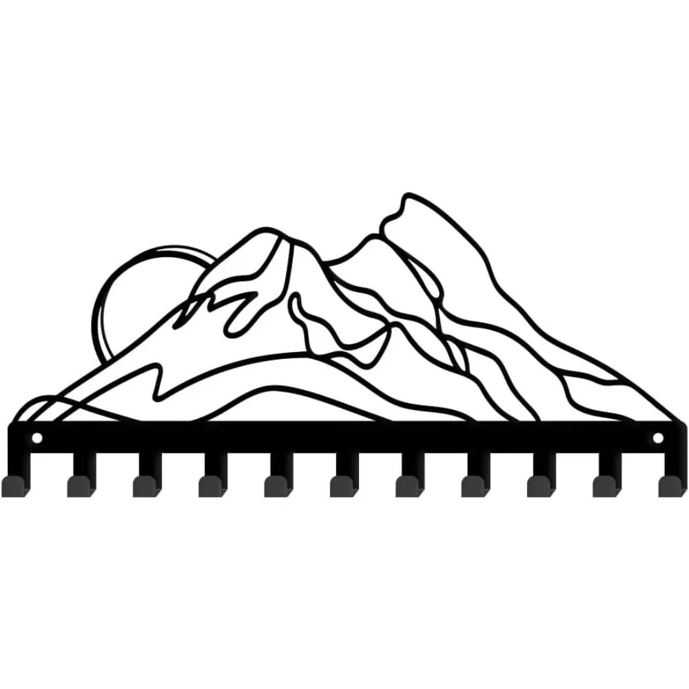 

Mountains and Sunset Hooks Key Holder Line Art Wall Mounted Door Key Organizer for Dog Leash Line Mountains making kit