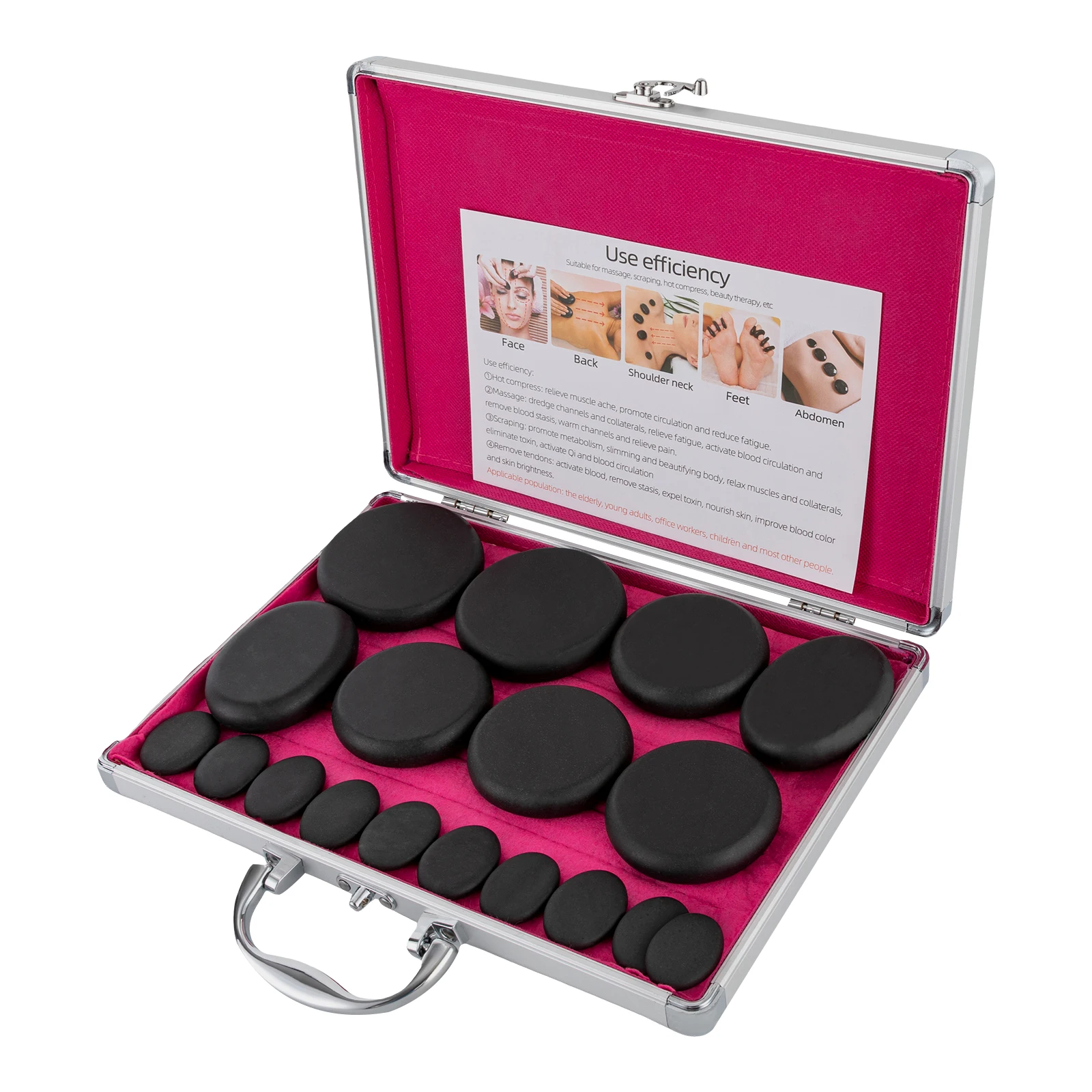 16Pcs Hot Massage Stone SPA Energy Stone Kit Body SPA Massage Volcanic Stones Kit+Box