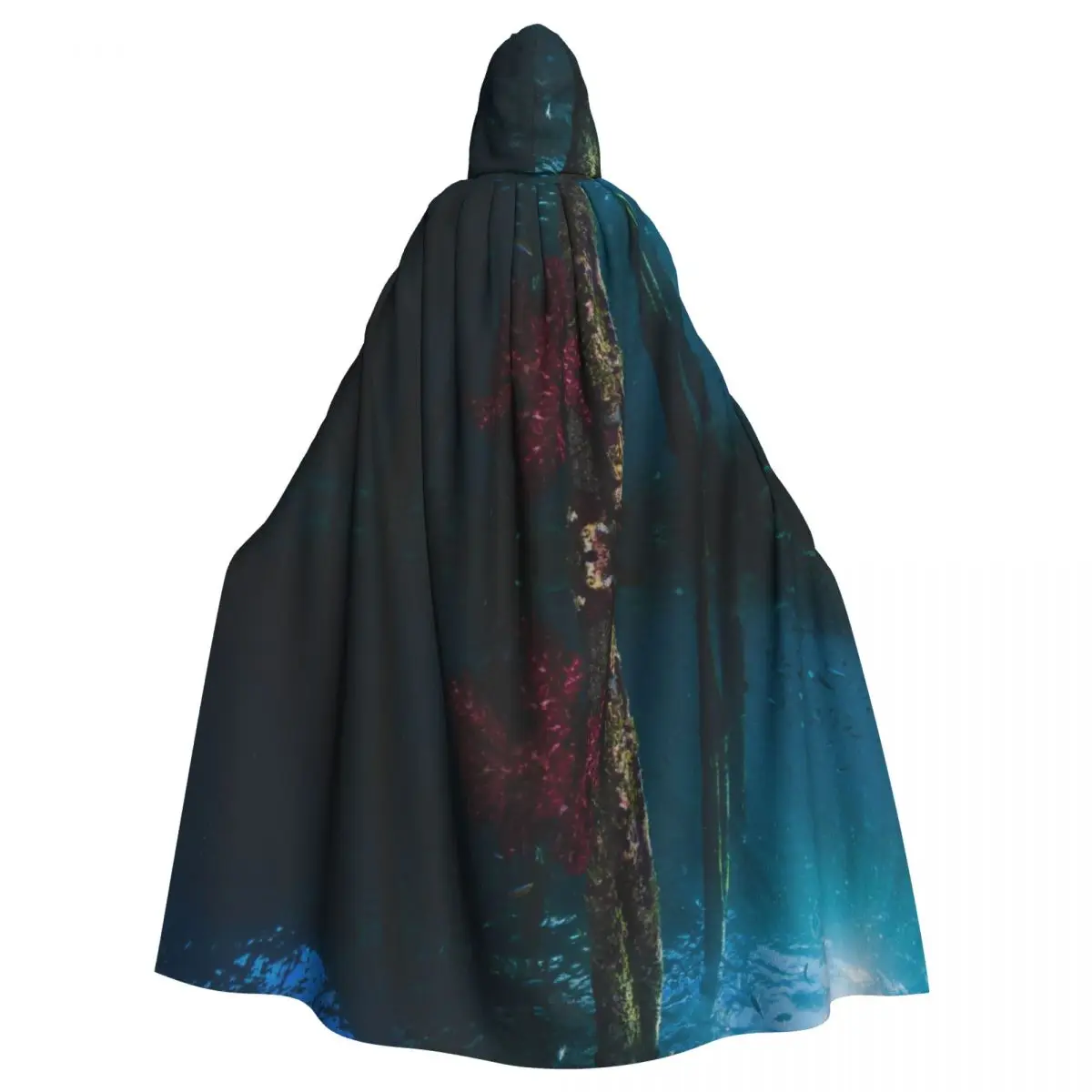 Underwater Coral Reef Caribbean Unisex Witch Party Reversible Hooded Adult Vampires Cape Cloak