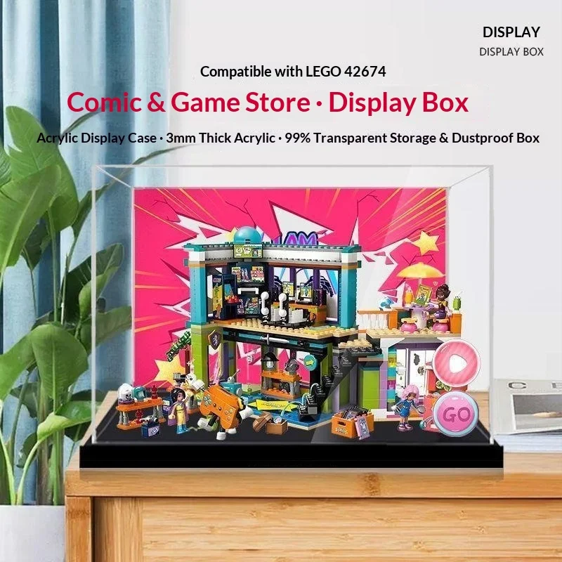 Suitable for LEGO 42674 comic book and game store building block storage box acrylic display box