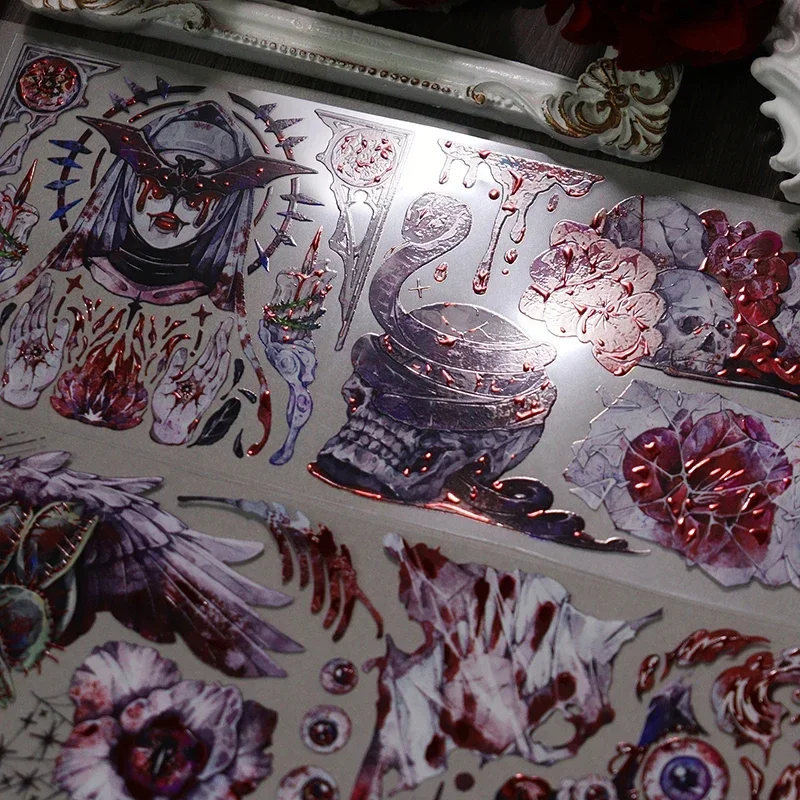 Gothic Dark Style Skeleton/butterfly/mushroom/witch Shiny Washi PET Tape