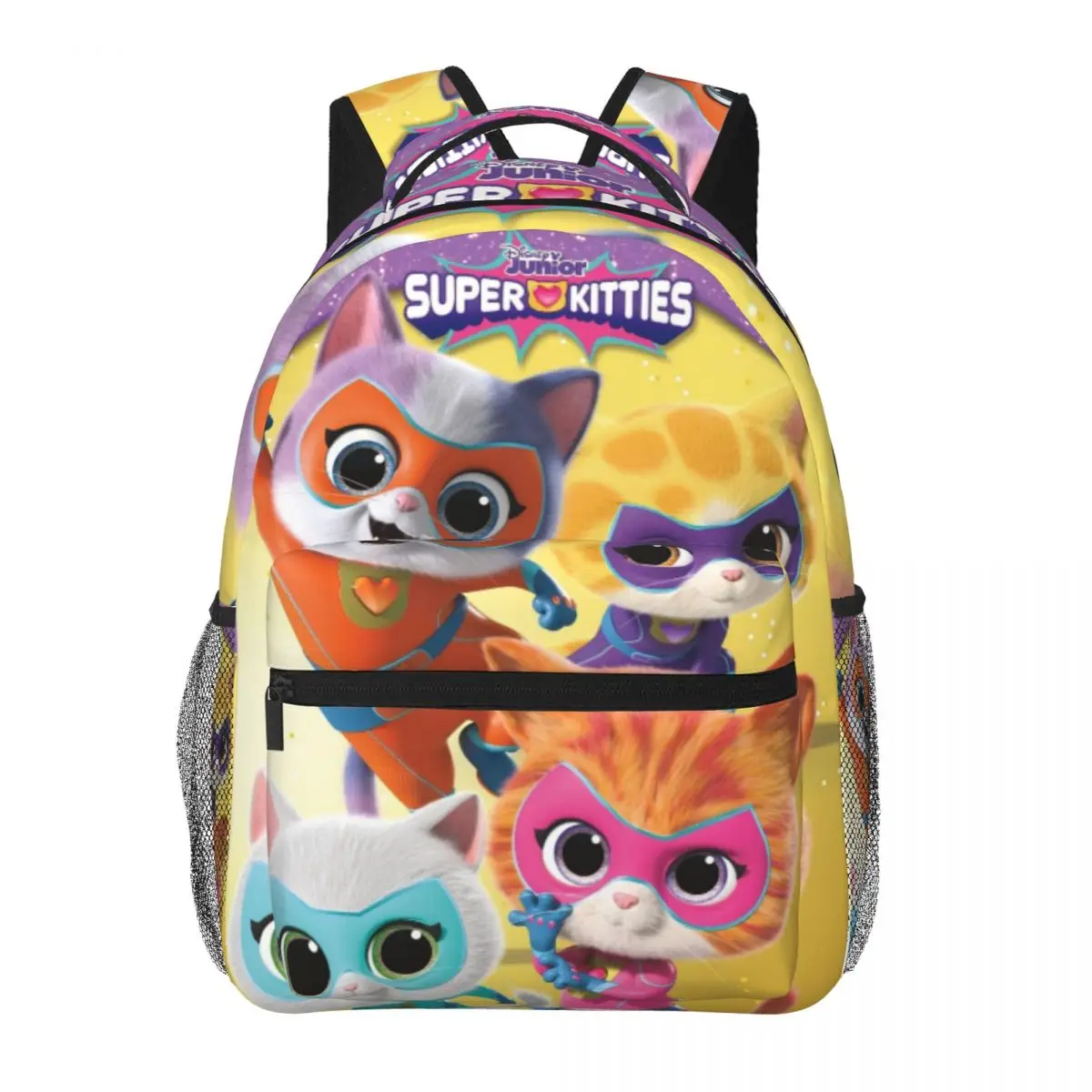 Disney Junior Mochila para meninas e meninos, grande capacidade, leve, impermeável, estudante, Superkitties, 17"