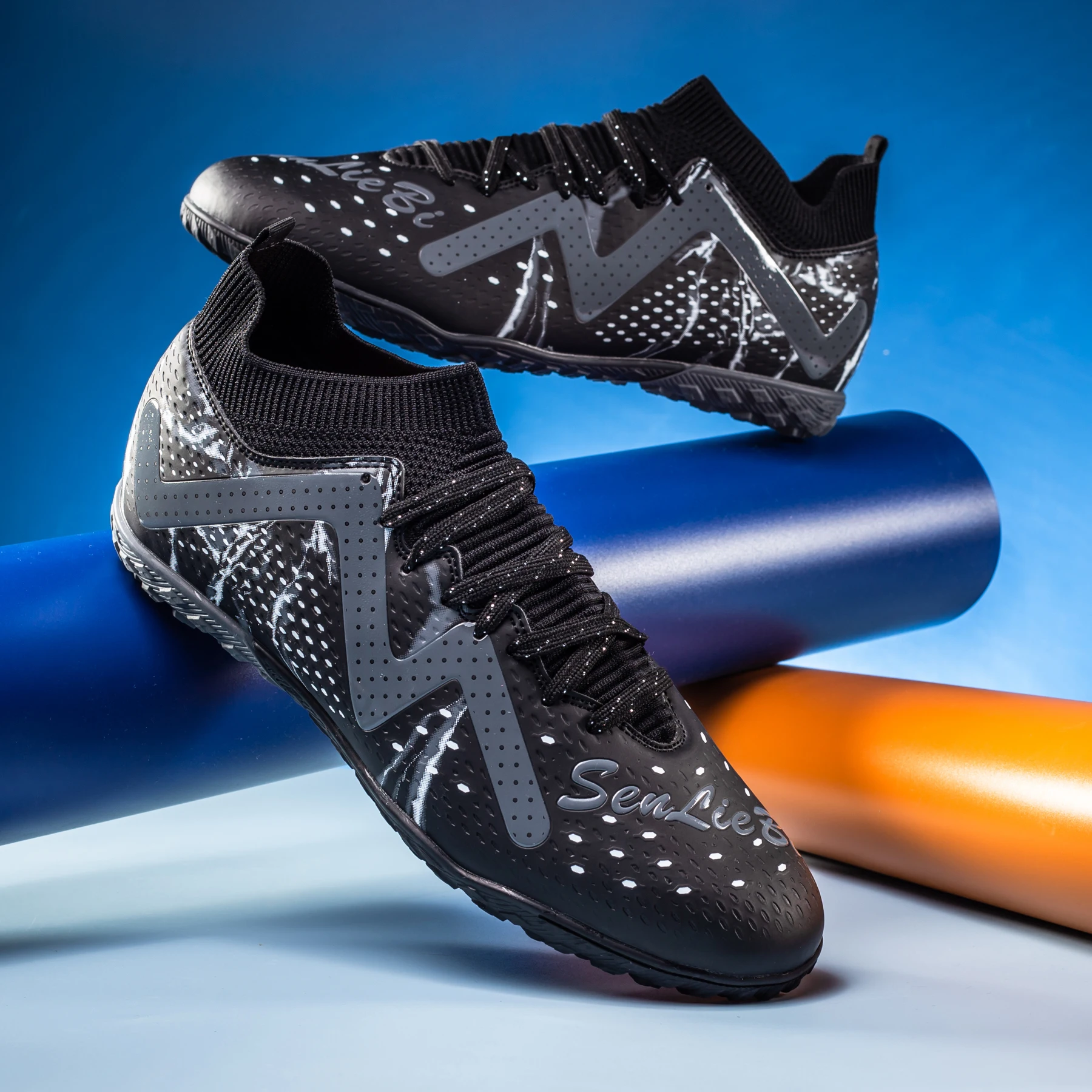 남성용 축구 클리트 남성용 축구 클리트 빅 보이즈 미드탑 스파이크/청소년용 TF 신발 전문 훈련 잔디 운동화