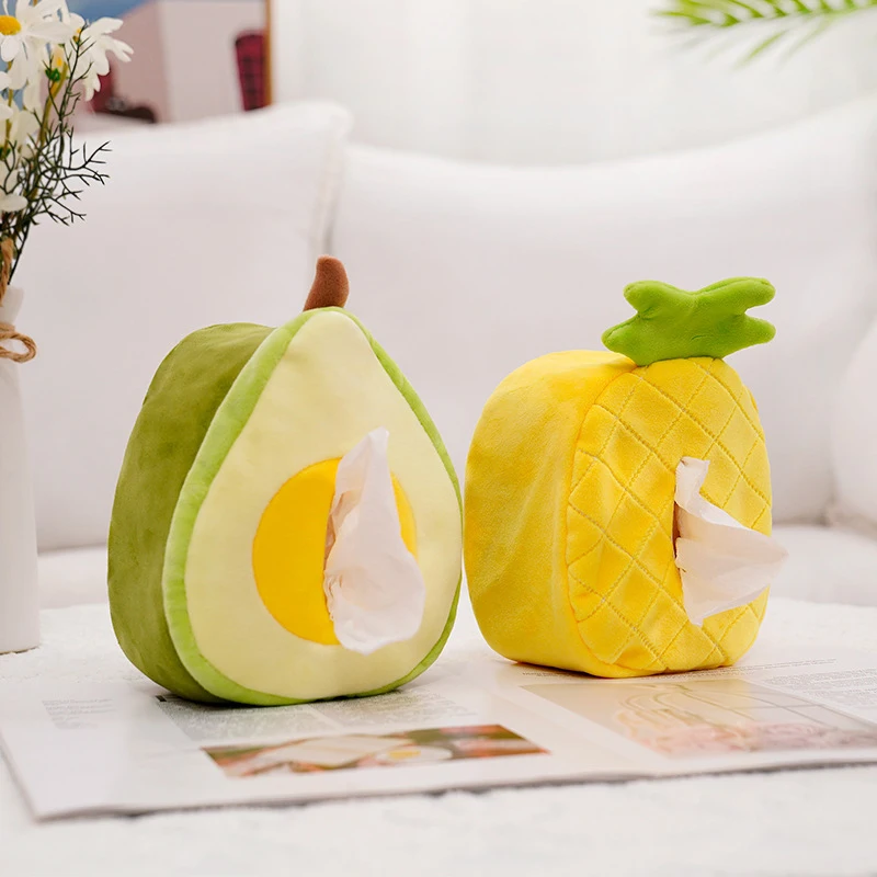 Fruit Creative Fabric Tissue For Home Bedroom Car Interior Tissue Box Watermelon And Avocado